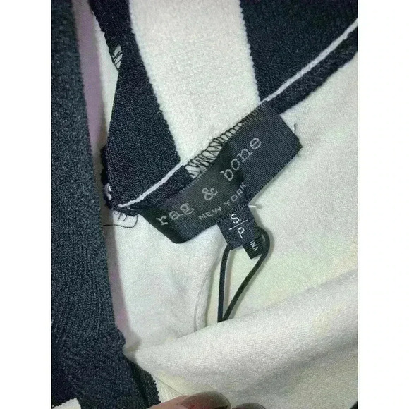 Rag & Bone Daphne Striped Knit V-Neck Tank Top White Black Blouse Size S - Picture 7 of 12